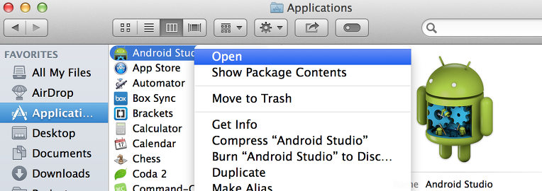 manual open android studio